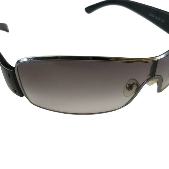 (SOLD) Prada Black Silver Shield Tinted Sunglasses Unisex SPS 52E 5AV-5D1 125 - Picture 13 of 16